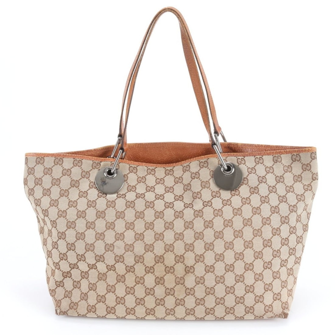 Gucci GG Canvas 120838 Leather Tote Bag, Handbag, Shoulder Brown, Women's: --- Catalog ---Category: SizeSize (HxWxD): 26cm x 35cm x 14cm / 10.23'' x 13.77'' x 5.51''Category: DesignType: Handbag, Tote bagColor: Beige, BrownGender: WomenMaterial: Canvas , Leather Category: Ge