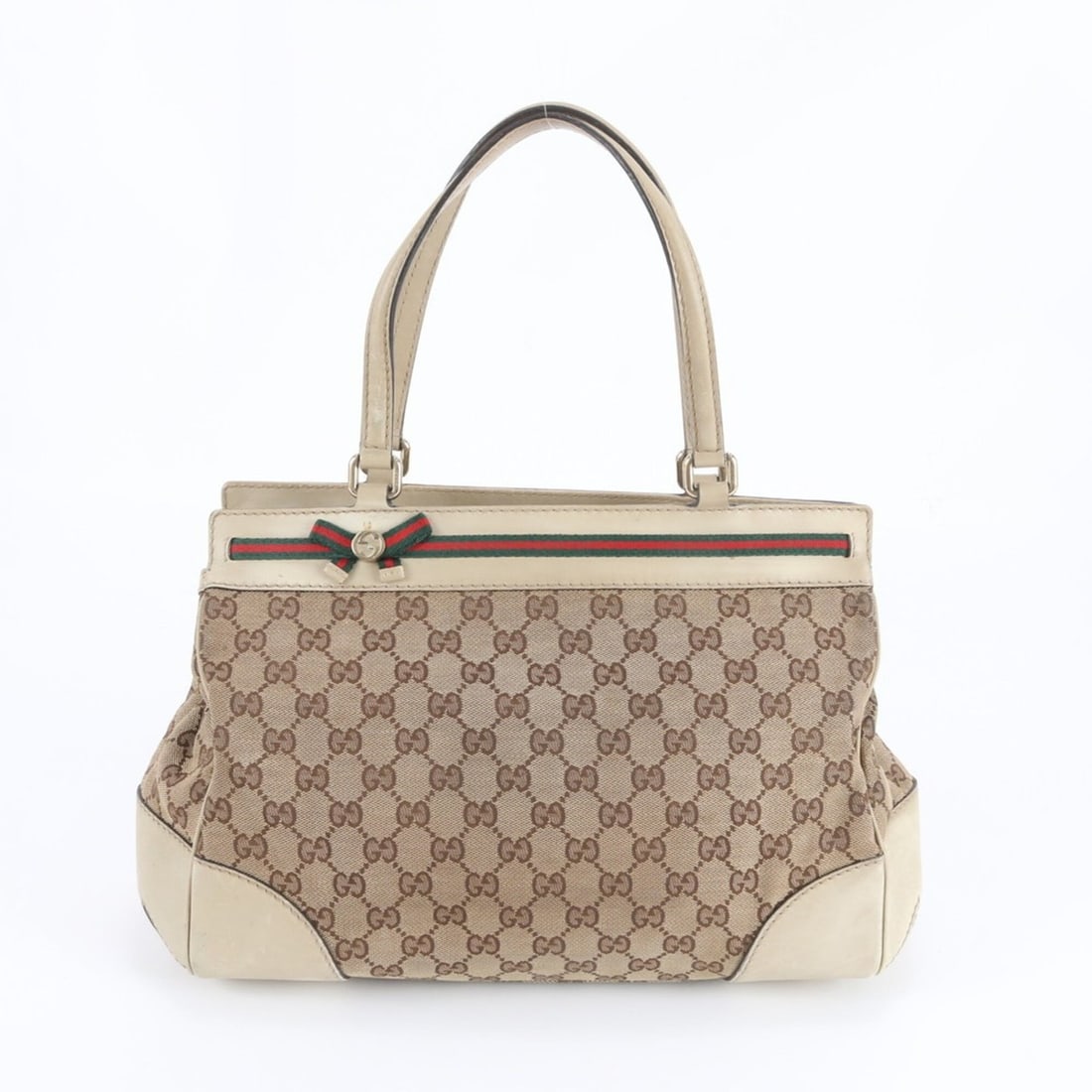 Gucci GG Canvas Princy Sherry Ribbon 257063 Leather Tote Bag, Handbag, Shoulder Women's: --- Catalog ---Category: SizeSize (HxWxD): 24cm x 32cm x 15cm / 9.44'' x 12.59'' x 5.9''Category: DesignType: Handbag, Tote bagColor: BeigeGender: WomenMaterial: Canvas , Leather Category: GeneralMPN: