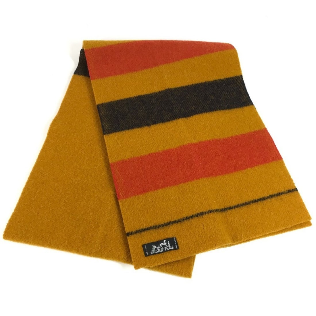 HERMES Rocabar Scarf, Wool, Men's & Women's, Yellow: --- Catalog ---Category: SizeSize (LxW): 1.8m x 29.5cm / 70.86'' x 11.61''Category: DesignType: StoleColor: Navy, Red color, YellowGender: Men,Women,UnisexMaterial: Wool Category: GeneralBrand: