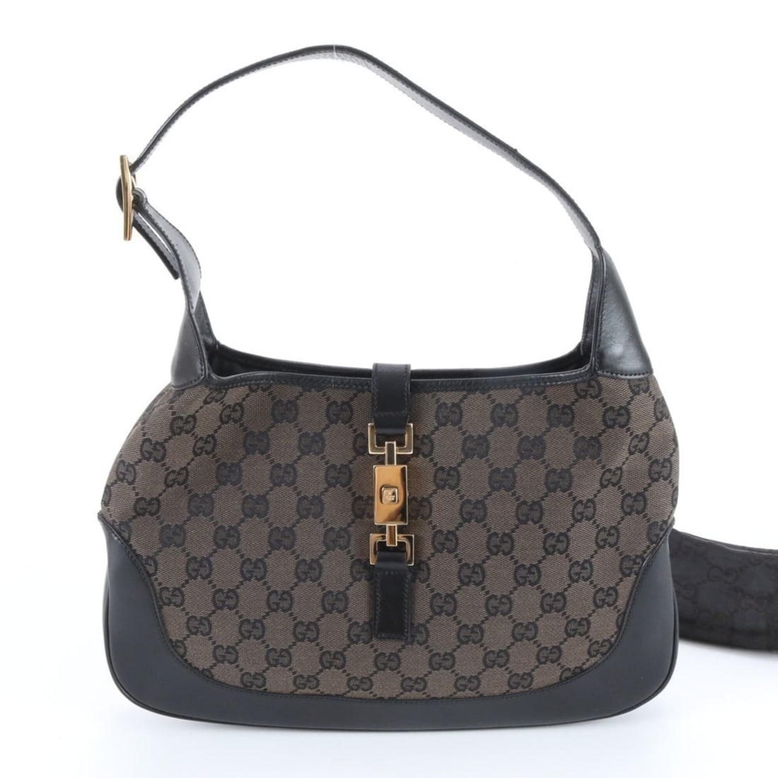 Gucci Jackie GG Canvas 001-3305 Leather Shoulder Bag, One-Shoulder Tote Women's: --- Catalog ---Category: SizeSize (HxWxD): 21cm x 32cm x 4cm / 8.26'' x 12.59'' x 1.57''Category: DesignType: Shoulder bag, Tote bagColor: Black, BrownGender: WomenMaterial: Leather , Canvas Category: