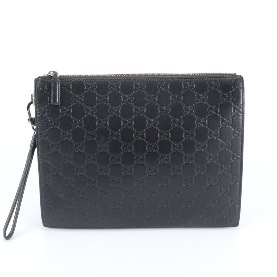 Gucci Guccissima 547074 Leather Second Bag Clutch Handbag Pouch Black Men's: --- Catalog ---Category: SizeSize (HxWxD): 22cm x 28cm x 2cm / 8.66'' x 11.02'' x 0.78''Category: DesignType: Clutch bag, PouchColor: BlackGender: MenMaterial: Leather Category: GeneralBrand: GucciCou