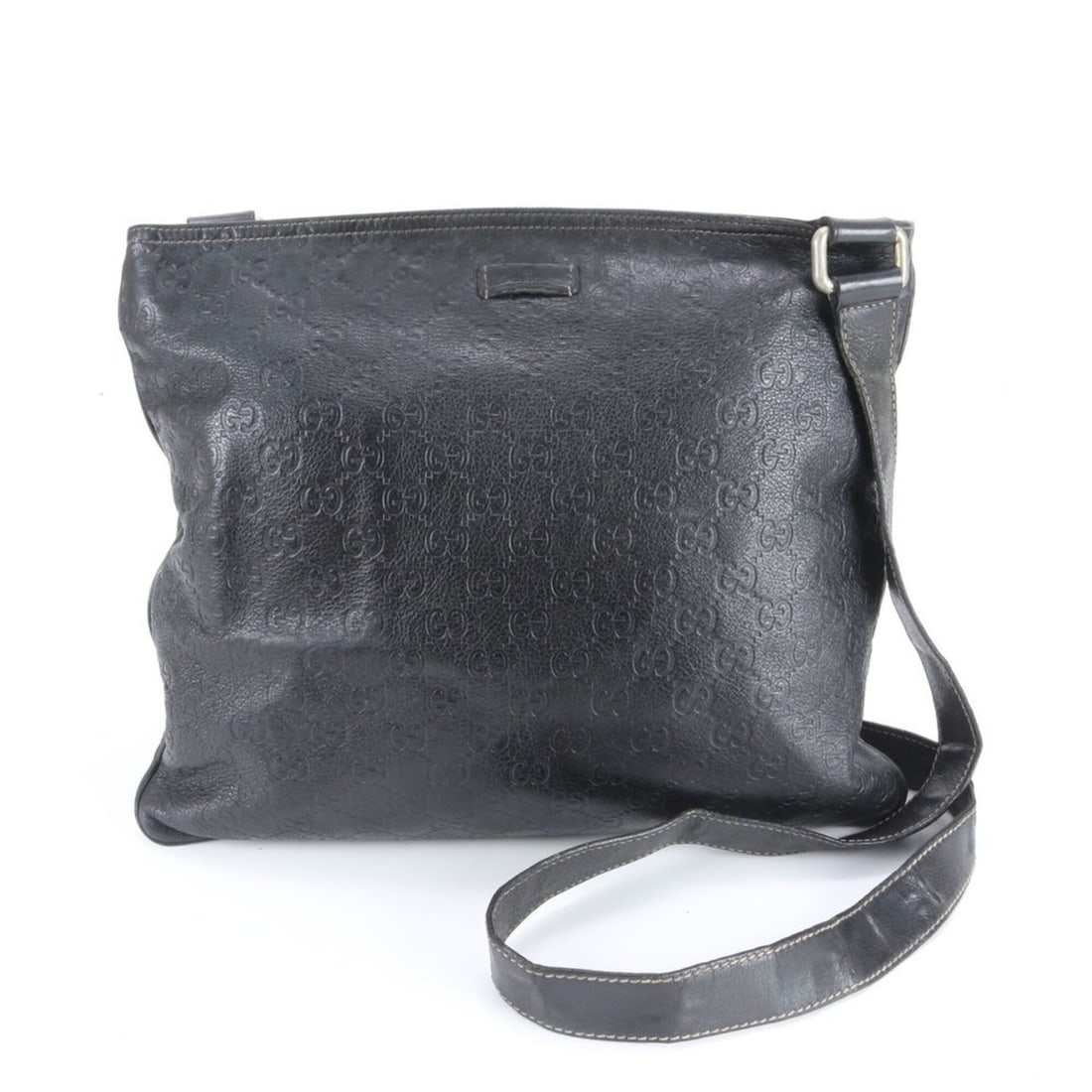 Gucci Guccissima 201446 Leather Shoulder Bag, Crossbody Messenger Black, Men's: --- Catalog ---Category: SizeSize (HxWxD): 30cm x 33cm x 3cm / 11.81'' x 12.99'' x 1.18''Category: DesignType: Messenger bag, Shoulder bagColor: BlackGender: MenMaterial: Leather Category: GeneralBran