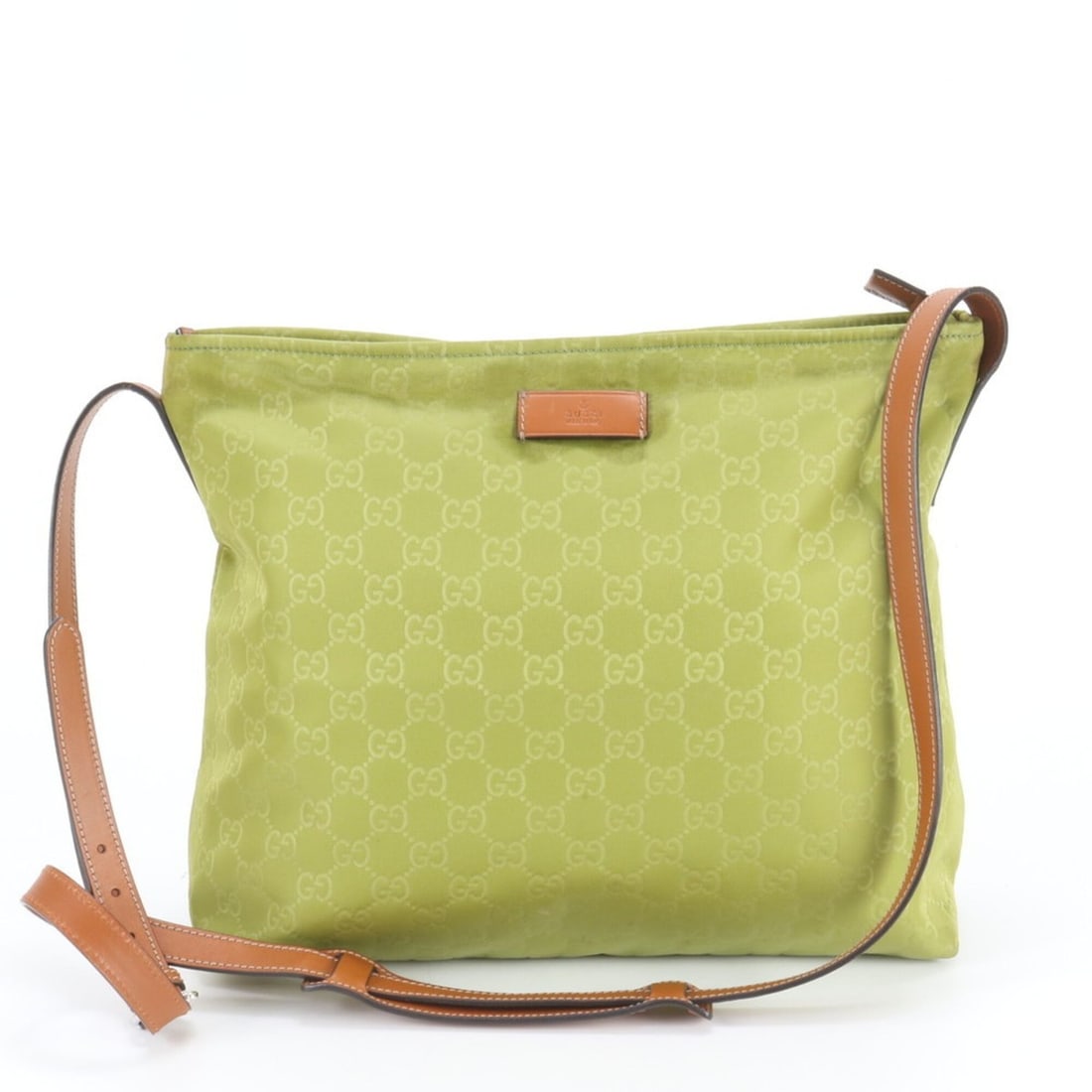 Gucci GG Nylon 308840 Leather Shoulder Bag, Crossbody Handbag, Tote Bag - Women's: --- Catalog ---Category: SizeSize (HxWxD): 30cm x 32cm x 12cm / 11.81'' x 12.59'' x 4.72''Category: DesignType: Handbag, Shoulder bag, Tote bagColor: Brown, GreenGender: WomenMaterial: Nylon , Leather