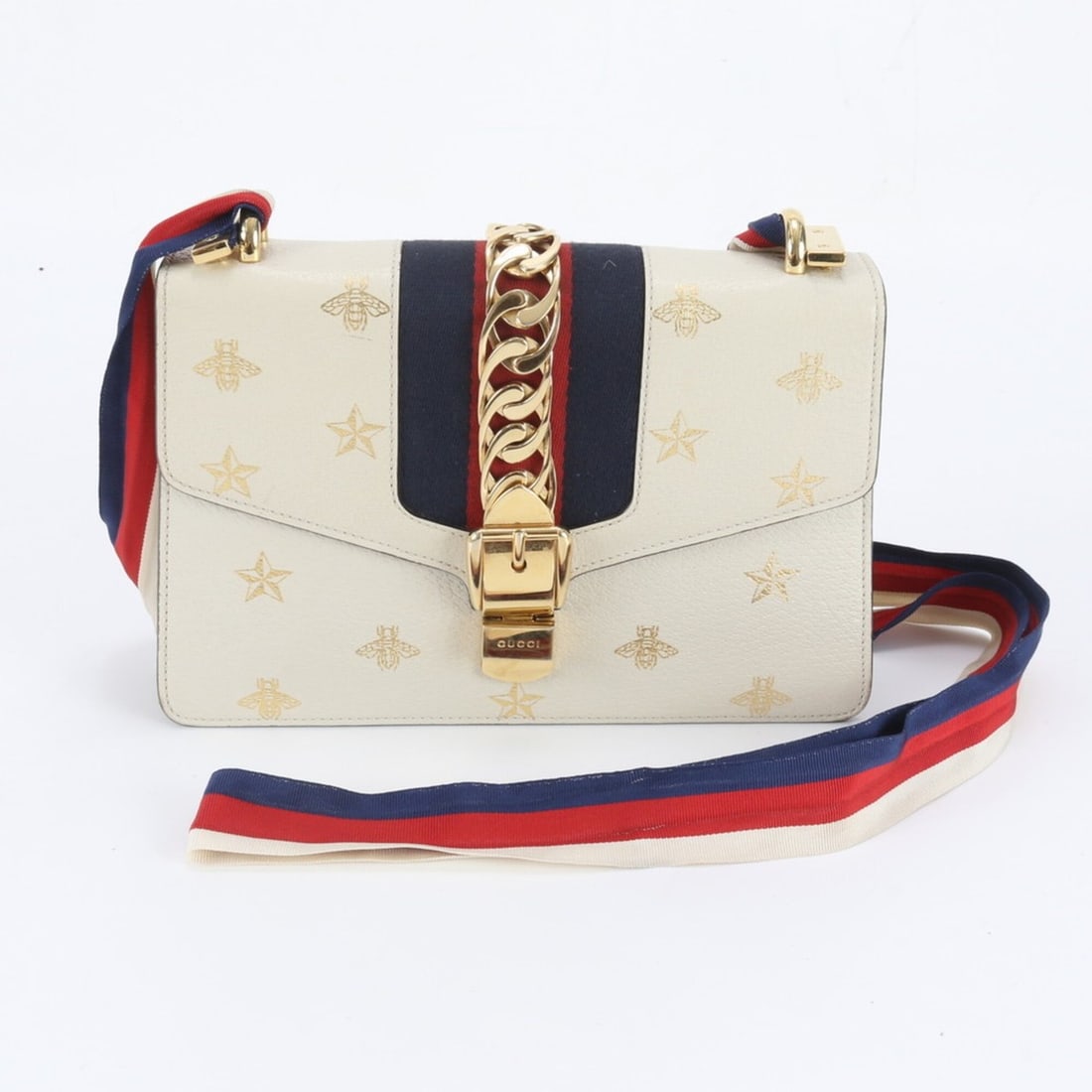 Gucci Sylvie Bee & Star 524405 Leather 2-Way Shoulder Bag, Crossbody Tote Handbag - Women's (1 of 12)