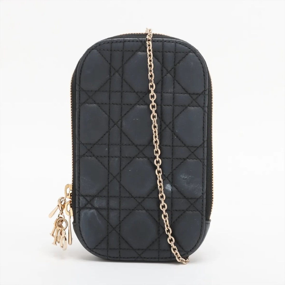 Christian Dior Cannage Phone Holder Chain Shoulder Bag, Leather, Navy, Women's: --- Catalog ---Category: SizeSize (HxWxD): 18cm x 10cm x 2cm / 7.08'' x 3.93'' x 0.78''Category: DesignType: Shoulder bagColor: NavyGender: WomenMaterial: Leather Category: GeneralBrand: Christian Dio