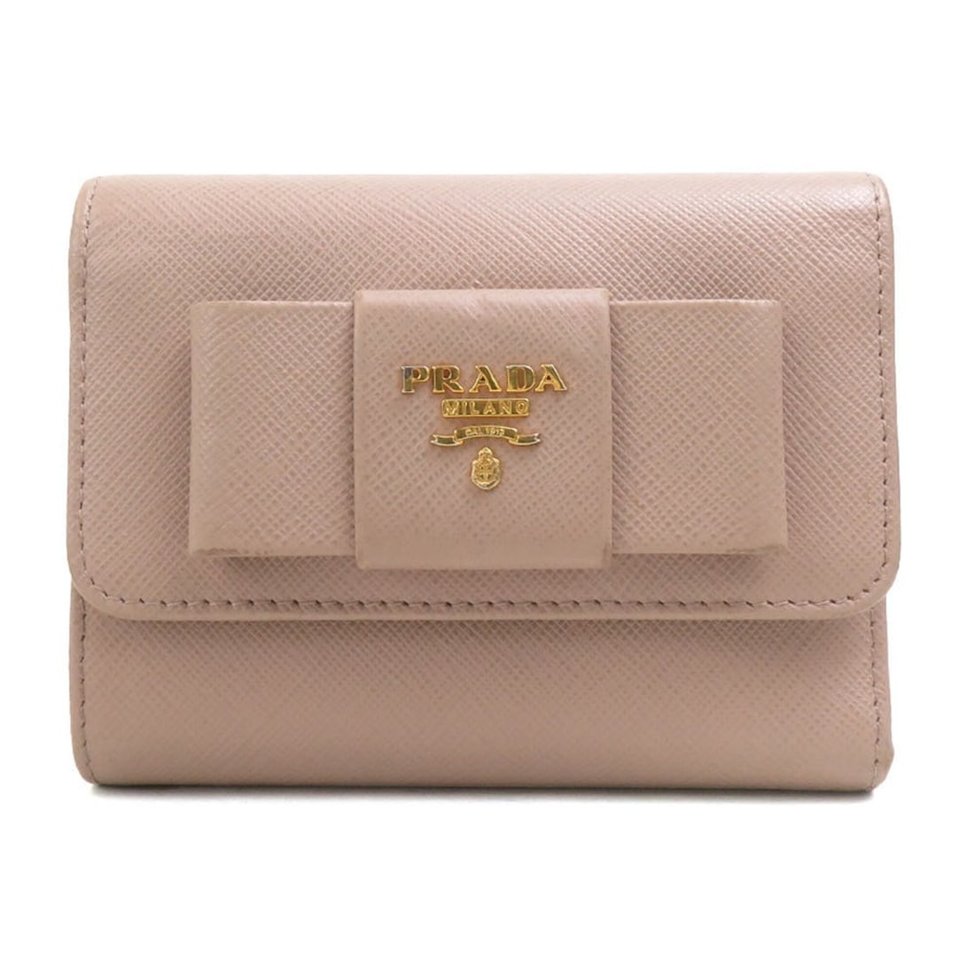Prada PRADA Tri-fold Wallet Leather Beige Women's r11178a: --- Catalog ---Category: SizeSize (HxWxD): 9.3cm x 12.2cm x 3cm / 3.66'' x 4.8'' x 1.18''Category: DesignType: Wallet (tri-fold)Color: BeigeGender: WomenMaterial: Leather Category: GeneralBrand: Prada