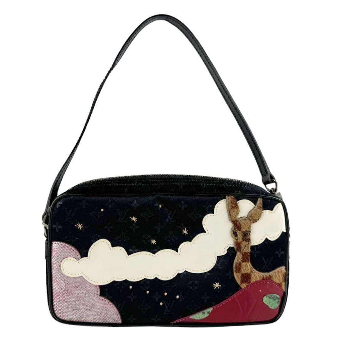 Louis Vuitton LOUIS VUITTON handbag, Monogram satin, Pochette Conte de Fée, black, women's, M92275: --- Catalog ---Category: SizeSize (HxWxD): 13cm x 22cm x 5cm / 5.11'' x 8.66'' x 1.96''Category: DesignType: Handbag, PochetteColor: BlackGender: WomenMaterial: Monogram Satin Category: GeneralMPN: M9