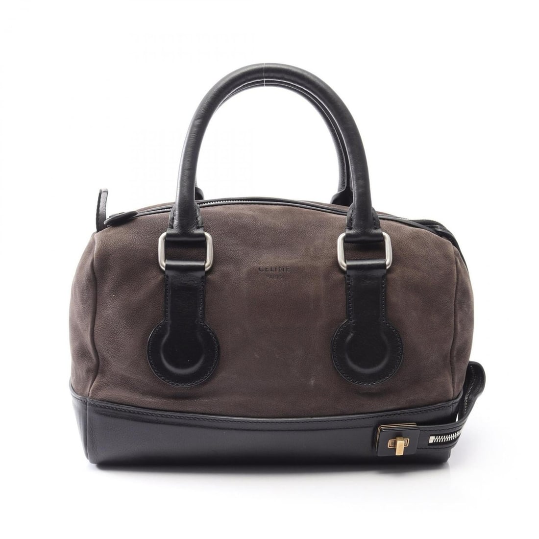 Celine handbag, leather, women's, brown/black.: --- Catalog ---Category: SizeSize (HxWxD): 18cm x 29cm x 15cm / 7.08'' x 11.41'' x 5.9''Category: DesignType: HandbagColor: Black, BrownGender: WomenMaterial: Leather Category: GeneralBrand: Celine---