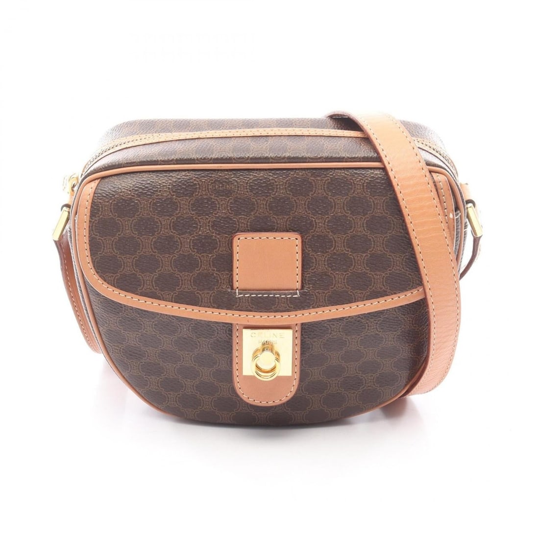Celine Macadam Shoulder Bag/Handbag, Coated Canvas and Leather, Women's, Brown: --- Catalog ---Category: SizeSize (HxWxD): 16cm x 13cm x 6cm / 6.29'' x 5.11'' x 2.36''Category: DesignType: Handbag, Shoulder bagColor: BrownGender: WomenMaterial: Coated canvas , PVC , Leather Categ