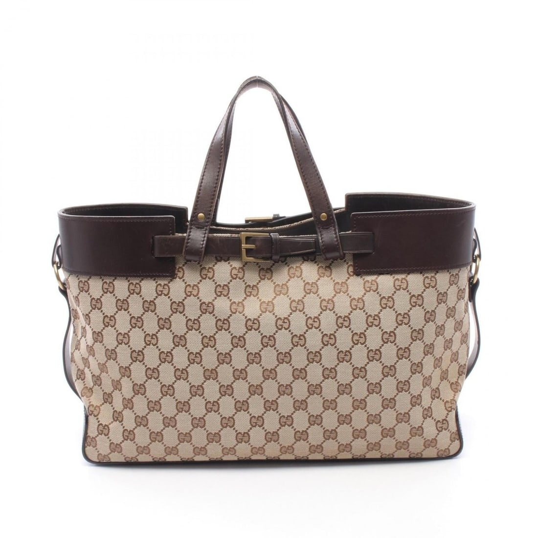 Gucci GG Canvas Tote Bag Handbag Leather Women's Beige/Brown 106251 (1 of 10)
