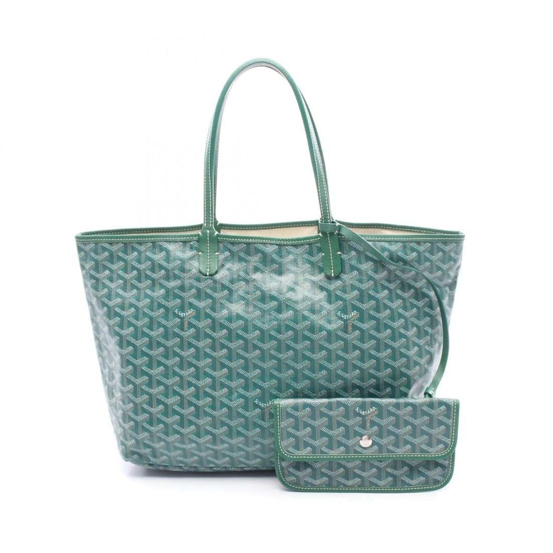 Goyard Saint Louis PM Tote Bag/Handbag, Coated Canvas and Leather, Women's, Green, Brown, White: --- Catalog ---Category: SizeSize (HxWxD): 26cm x 32cm x 14cm / 10.23'' x 12.59'' x 5.51''Category: DesignType: Handbag, Pouch, Tote bagColor: Brown, Green, WhiteGender: WomenMaterial: Coated canvas ,