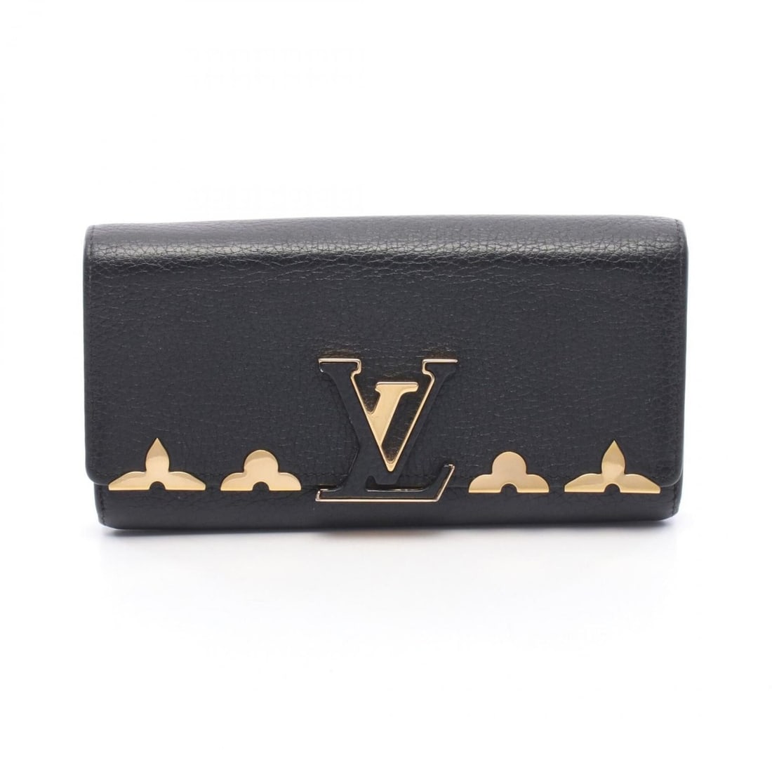 Louis Vuitton Portefeuille Capucines Noir Bi-fold Long Wallet, Taurillon Leather, Women's, Black,: --- Catalog ---Category: SizeSize (HxWxD): 11cm x 20cm x 2.5cm / 4.33'' x 7.87'' x 0.98''Category: DesignType: Long wallet (bi-fold)Color: BlackGender: WomenMaterial: Leather Leather/Fur Type: Taurill