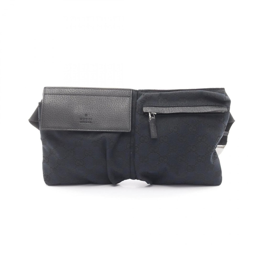 Gucci GG Canvas Waist Bag, Body Handbag, Leather, Men's & Women's, Navy Black, 28566: --- Catalog ---Category: SizeSize (HxWxD): 16cm x 29cm x 2.5cm / 6.29'' x 11.41'' x 0.98''Category: DesignType: Fanny pack, HandbagColor: Black, NavyGender: Men,WomenMaterial: Canvas , Leather Categor