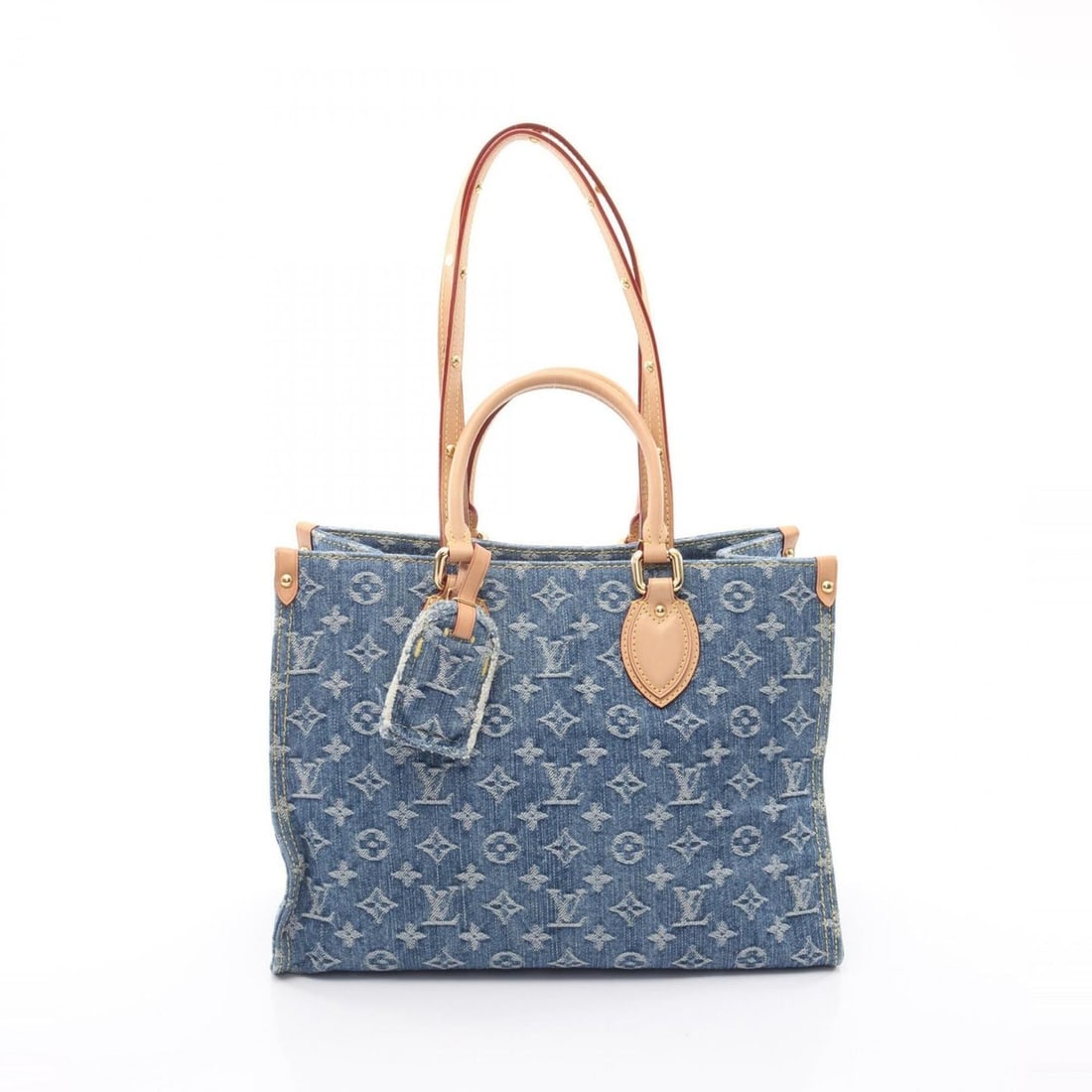 Louis Vuitton OnTheGo MM LV Remix Monogram Denim Tote Bag Handbag Leather Women's Blue M46871: --- Catalog ---Category: SizeSize (HxWxD): 26cm x 34cm x 15cm / 10.23'' x 13.38'' x 5.9''Category: DesignType: Handbag, Tote bagColor: BlueGender: WomenMaterial: Denim , Leather Category: GeneralMPN: 