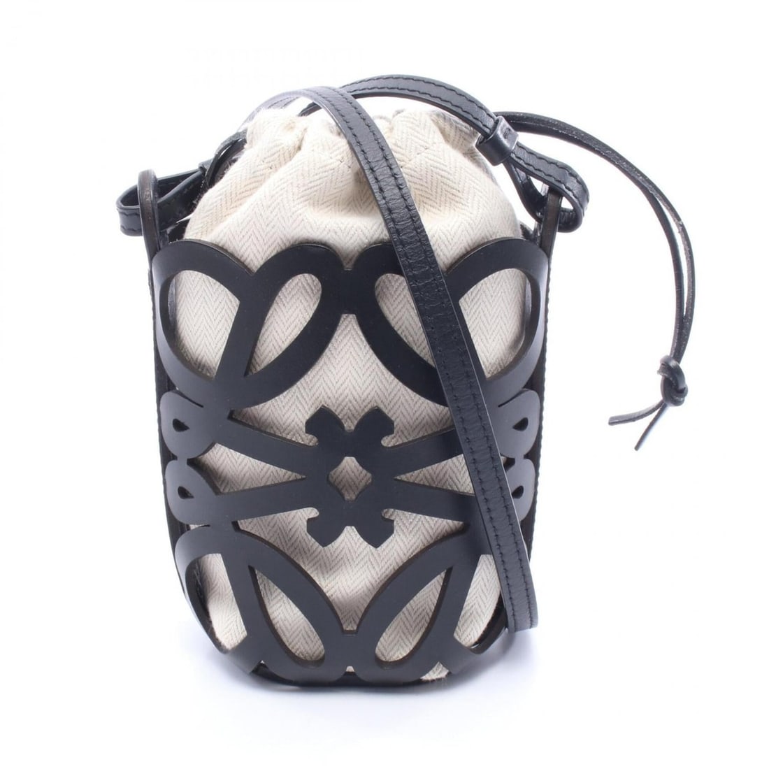Loewe Anagram Cutout Pocket Shoulder Bag Handbag Leather Canvas Women's Black: --- Catalog ---Category: SizeSize (HxWxD): 14.5cm x 13cm x 8cm / 5.7'' x 5.11'' x 3.14''Category: DesignType: Handbag, Shoulder bagColor: BlackGender: WomenMaterial: Leather , Canvas Category: General