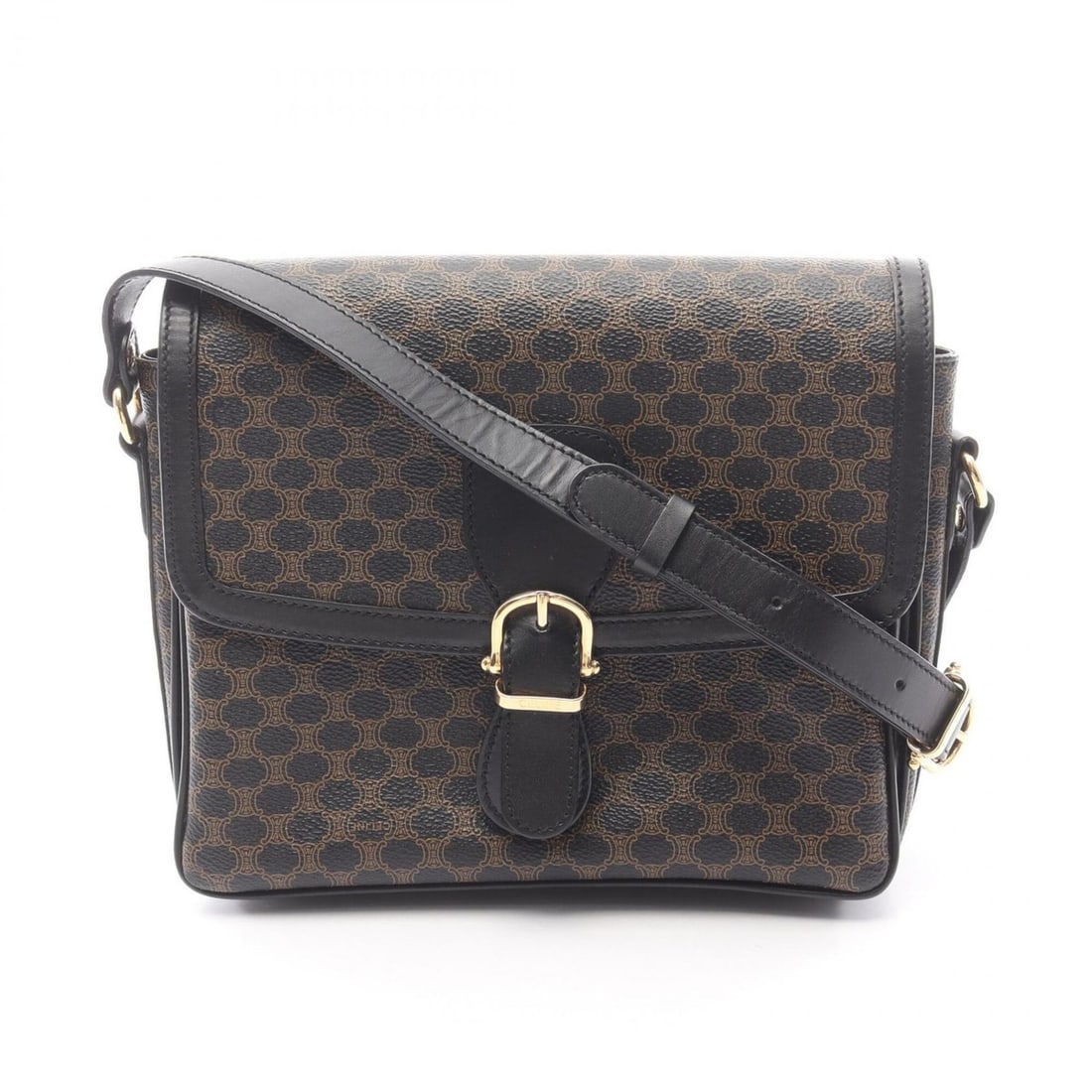 Celine Macadam Shoulder Bag/Handbag, Coated Canvas and Leather, Women's, Brown/Black: --- Catalog ---Category: SizeSize (HxWxD): 20cm x 23cm / 7.87'' x 9.05''Category: DesignType: Handbag, Shoulder bagColor: Black, BrownGender: WomenMaterial: Coated canvas , PVC , Leather Category: Gen