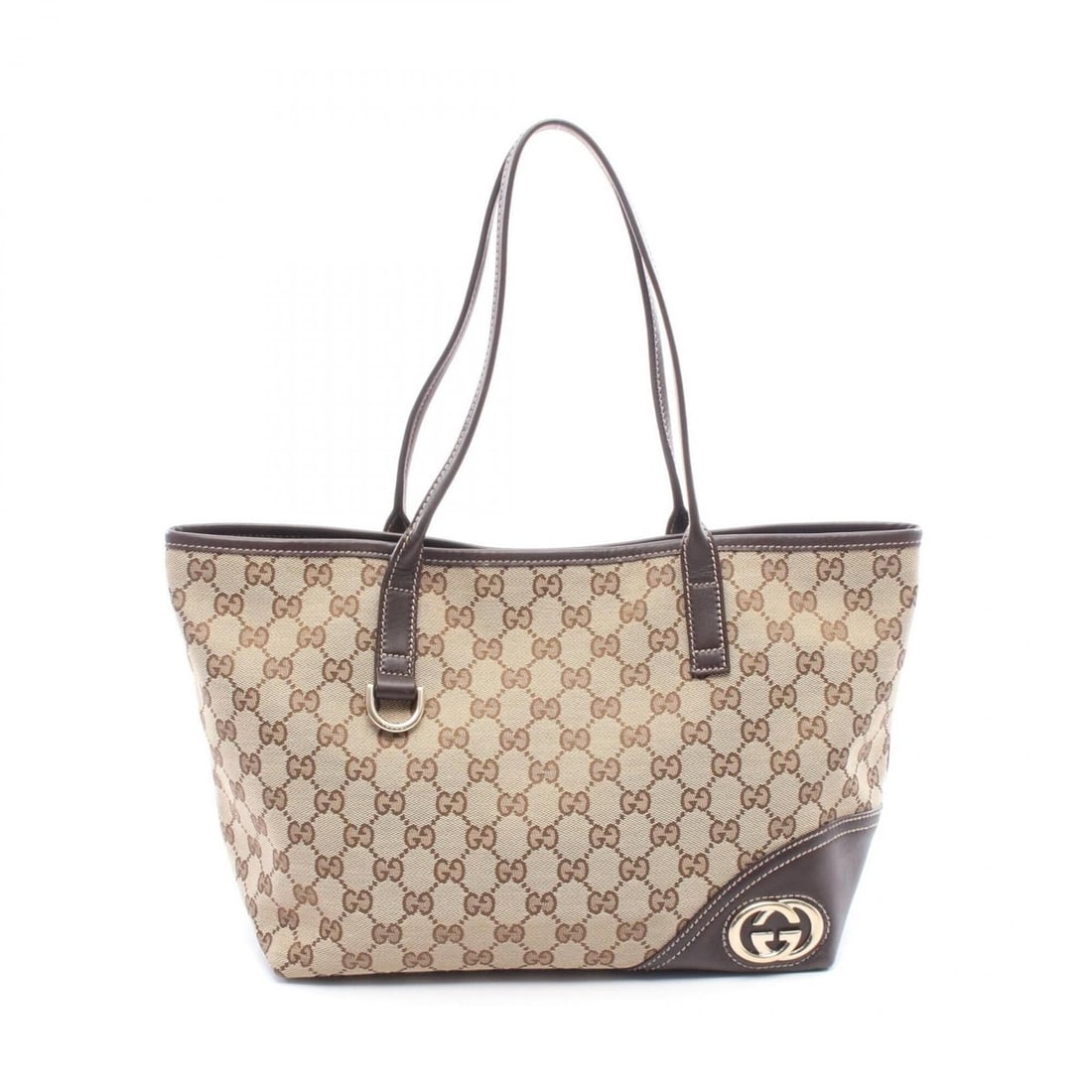 Gucci New Brit Tote Bag Handbag, Canvas and Leather, Women's, Beige/Brown, 169946: --- Catalog ---Category: SizeSize (HxWxD): 23cm x 28cm x 13cm / 9.05'' x 11.02'' x 5.11''Category: DesignType: Handbag, Tote bagColor: Beige, BrownGender: WomenMaterial: Canvas , Leather Category: Gen