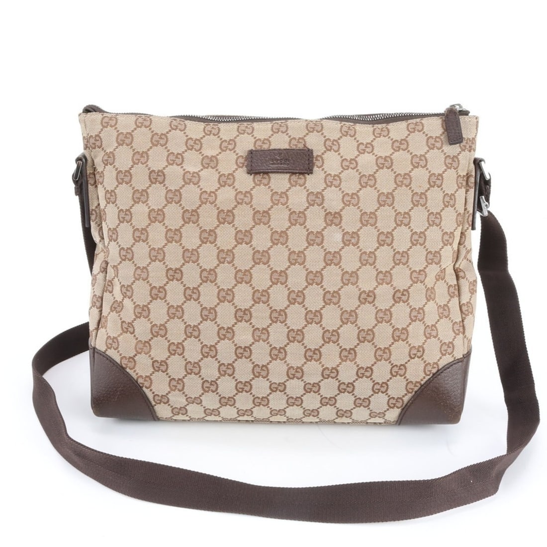 Gucci GG Canvas 110054 Leather Shoulder Bag, Crossbody Messenger Bag for Men: --- Catalog ---Category: SizeSize (HxWxD): 28cm x 33cm x 10cm / 11.02'' x 12.99'' x 3.93''Category: DesignType: Shoulder bagColor: Beige, BrownGender: MenMaterial: Canvas , Leather Category: GeneralMP