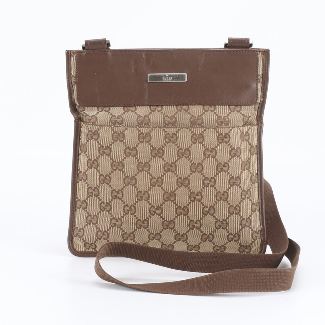 Gucci GG Canvas 019 0348 Leather Shoulder Bag, Crossbody Messenger Tote Bag - Men's: --- Catalog ---Category: SizeSize (HxWxD): 25cm x 23cm x 1cm / 9.84'' x 9.05'' x 0.39''Category: DesignType: Shoulder bag, Tote bagColor: Beige, BrownGender: MenMaterial: Canvas , Leather Category: Ge