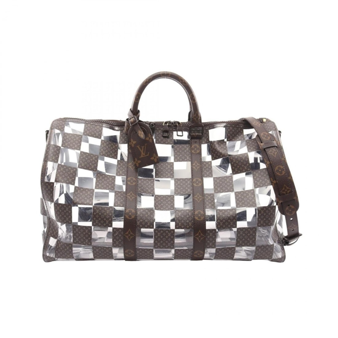 Louis Vuitton Keepall Bandoulière 50 Monogram Chess Boston Bag Handbag Coated Canvas Men's Women's: --- Catalog ---Category: SizeSize (HxWxD): 30cm x 50cm x 22cm / 11.81'' x 19.68'' x 8.66''Category: DesignType: Boston bag, HandbagColor: Brown, ClearGender: Men,WomenMaterial: PVC , Coated canvas , L