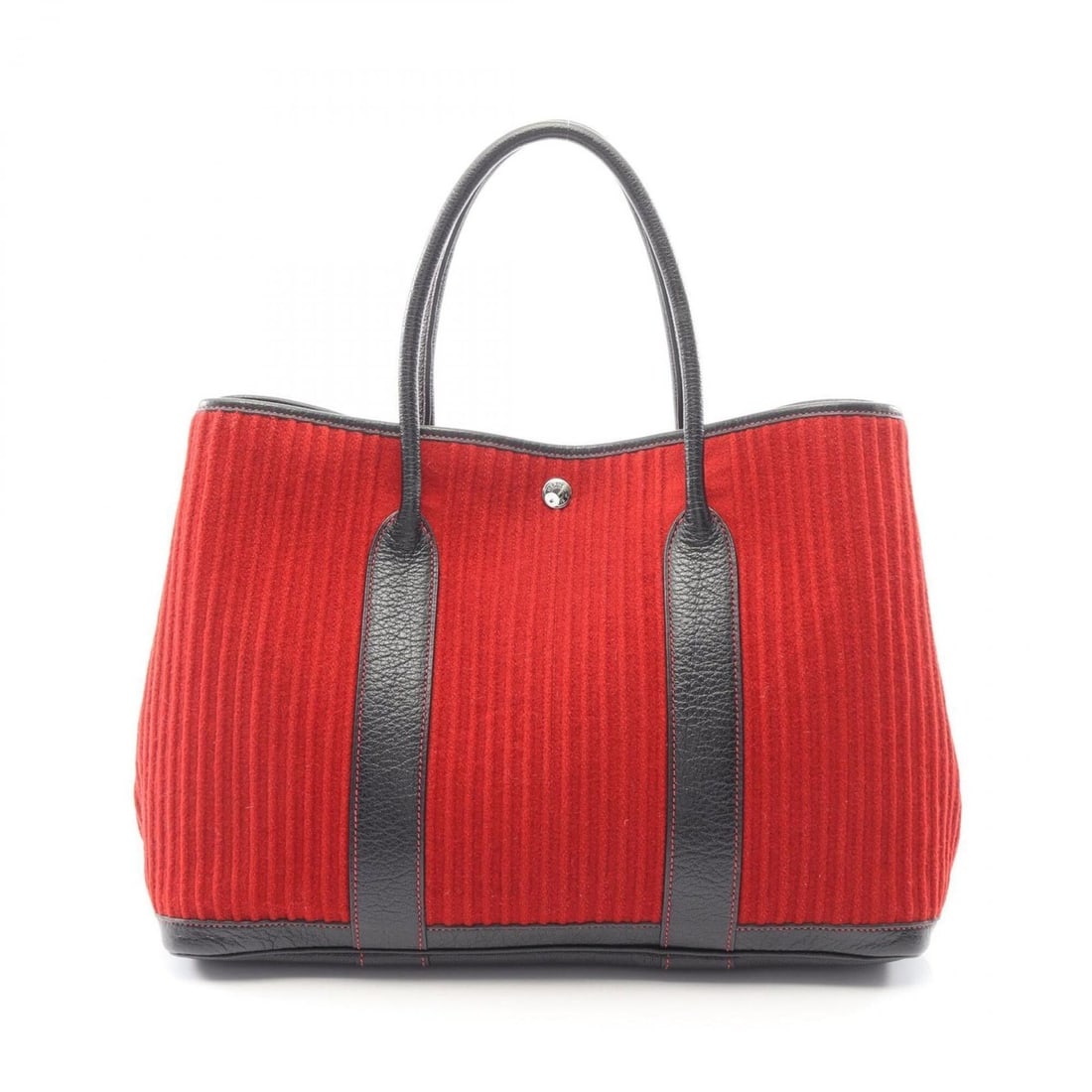 Hermes Garden Party PM Tote Bag Handbag Leather Felt Women's Red/Black: --- Catalog ---Category: SizeSize (HxWxD): 25cm x 36cm x 17cm / 9.84'' x 14.17'' x 6.69''Category: DesignType: Handbag, Tote bagColor: Black, Red colorGender: WomenMaterial: Felt , Leather Category: G