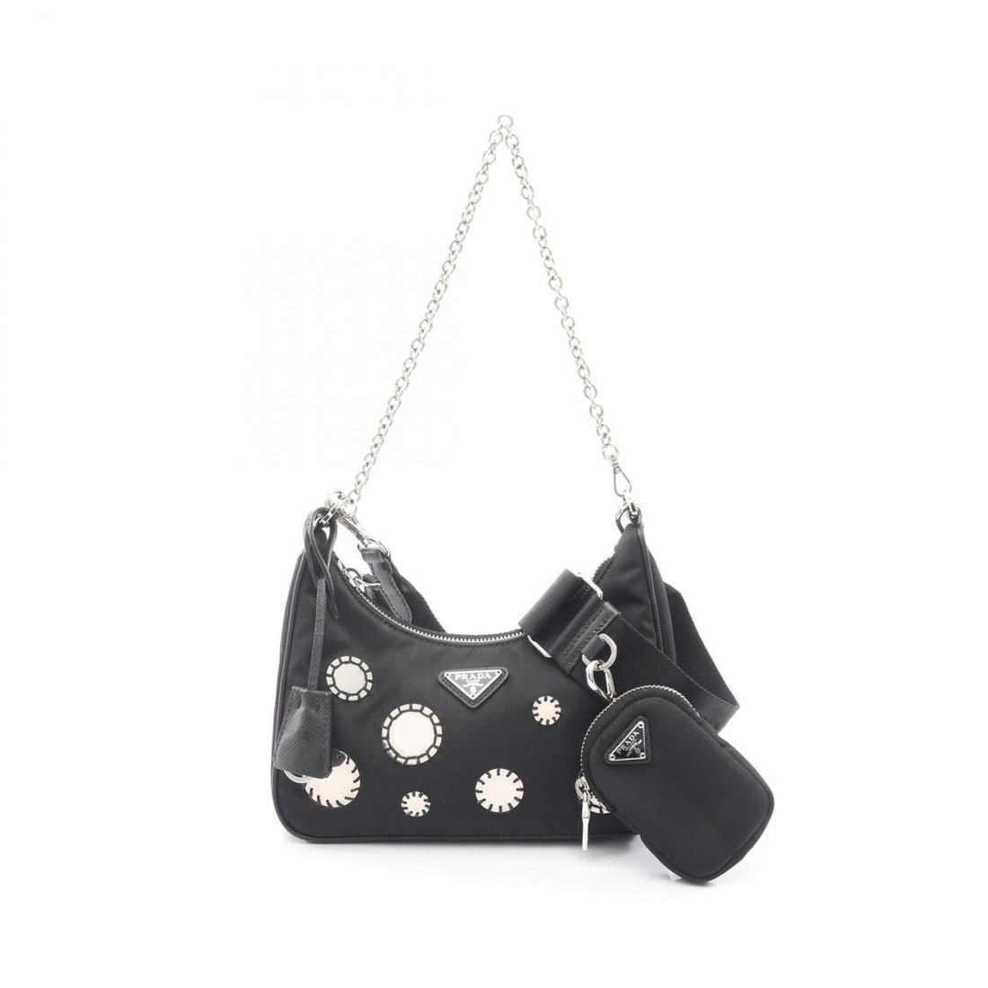 Prada Re-Edition 2005 Shoulder Bag/Handbag, Nylon & Saffiano Leather, Women's, Black, 1BH204: --- Catalog ---Category: SizeSize (HxWxD): 11cm x 22cm x 6cm / 4.33'' x 8.66'' x 2.36''Category: DesignType: Handbag, Shoulder bagColor: BlackGender: WomenMaterial: Nylon , Leather Leather/Fur Type: S