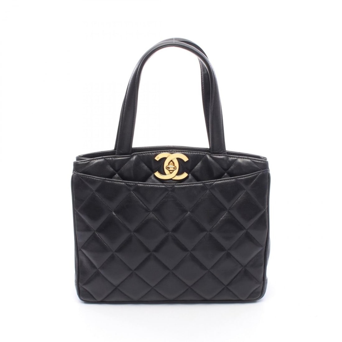 Chanel Matelassé Turnlock Tote Bag Handbag, Lambskin Leather, Women's, Navy: --- Catalog ---Category: SizeSize (HxWxD): 23cm x 28cm x 8cm / 9.05'' x 11.02'' x 3.14''Category: DesignType: Handbag, Tote bagColor: NavyGender: WomenMaterial: Leather Leather/Fur Type: LambskinCateg