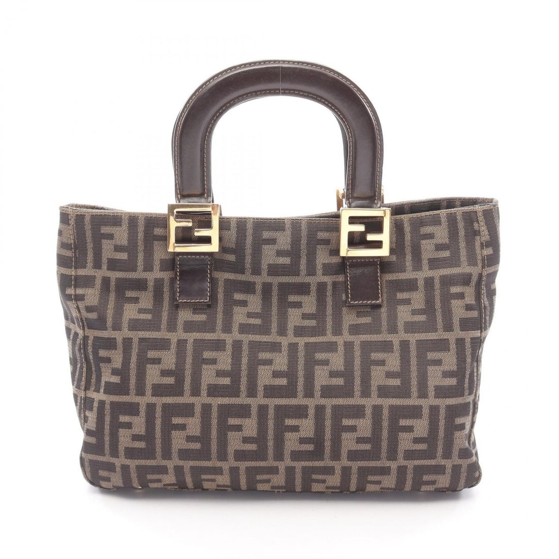 Fendi Zucca handbag, canvas and leather, women's, brown black.: --- Catalog ---Category: SizeSize (HxWxD): 21cm x 29cm x 10cm / 8.26'' x 11.41'' x 3.93''Category: DesignType: HandbagColor: Black, BrownGender: WomenMaterial: Canvas , Leather Category: GeneralBrand: