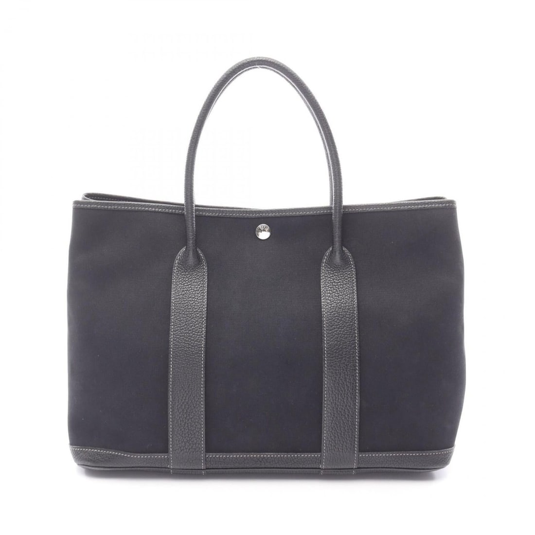 Hermes Garden Party PM Tote Bag Handbag Leather Toile Officier Women's Black 038587CK (1 of 15)
