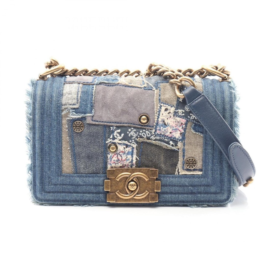 Chanel Boy Small Patchwork Shoulder Bag/Handbag, Denim, Women's, Navy (1 of 10)