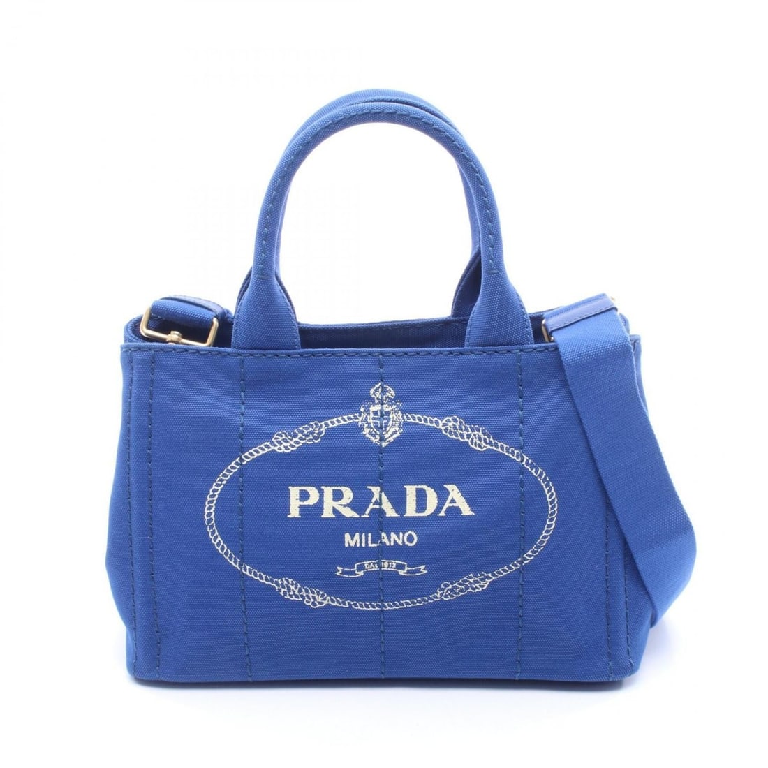 Prada CANAPA 2-Way Tote Bag/Handbag, Canvas, Women's, Blue: --- Catalog ---Category: SizeSize (HxWxD): 19cm x 28cm x 14cm / 7.48'' x 11.02'' x 5.51''Category: DesignType: Handbag, Tote bagColor: BlueGender: WomenMaterial: Canvas Category: GeneralBrand: Prada--