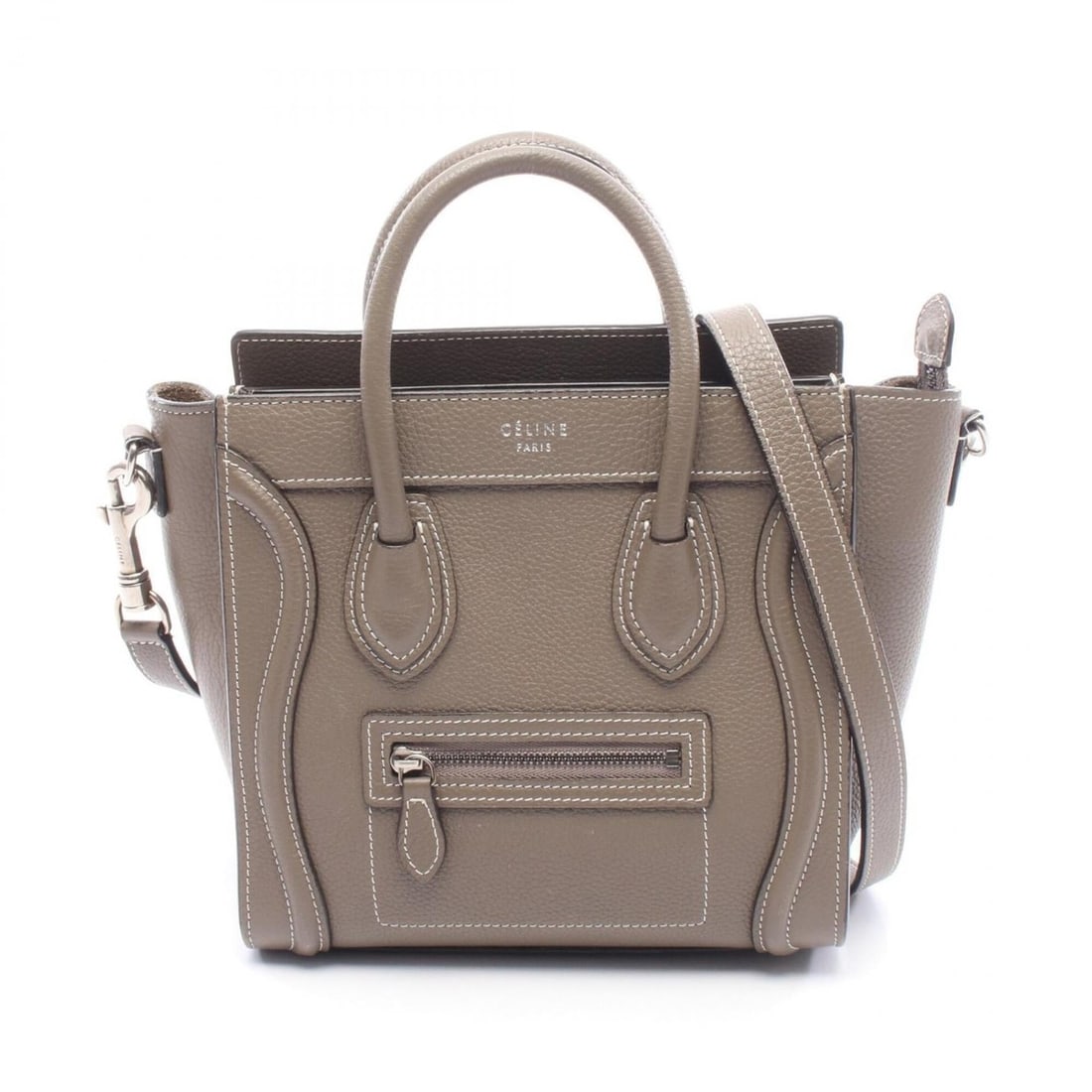 Celine Luggage Nano Shopper Handbag, Leather, Women's, Gray (1 of 15)