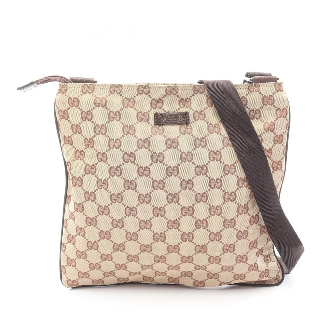 Gucci GG pattern shoulder bag/handbag, leather and nylon canvas, women's, beige/brown, 132907: --- Catalog ---Category: SizeSize (HxWxD): 27.5cm x 29cm x 1.5cm / 10.82'' x 11.41'' x 0.59''Category: DesignType: Handbag, Shoulder bagColor: Beige, BrownGender: WomenMaterial: Leather , Nylon canvas