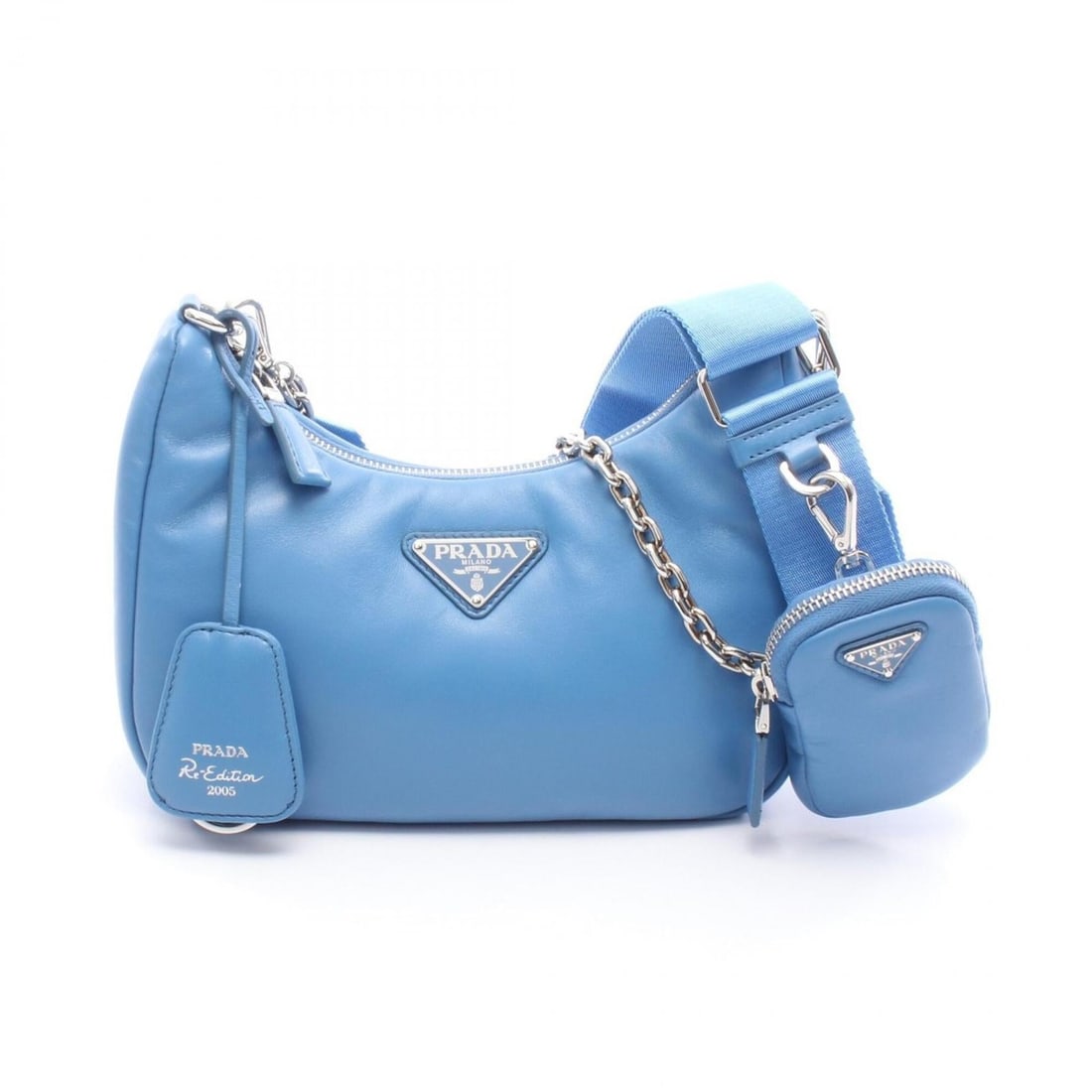 Prada Re-Edition 2005 2-Way Shoulder Bag/Handbag, Leather, Women's, Blue, 1BH204: --- Catalog ---Category: SizeSize (HxWxD): 11cm x 22cm x 6cm / 4.33'' x 8.66'' x 2.36''Category: DesignType: Handbag, Shoulder bagColor: BlueGender: WomenMaterial: Leather Category: GeneralMPN: 1BH204