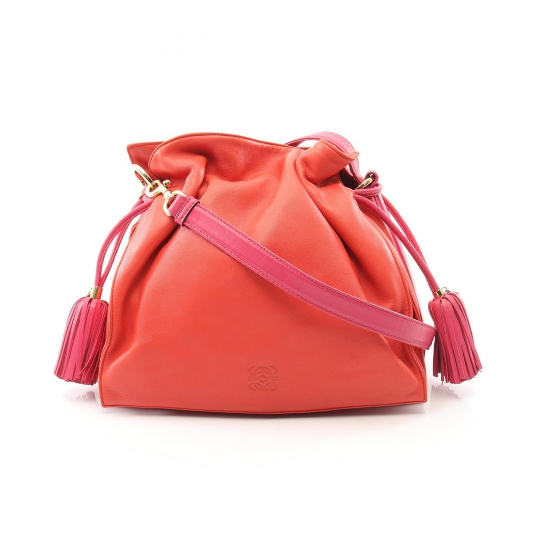 Loewe Flamenco 30 Shoulder Bag/Handbag, Leather, Women's, Red/Pink: --- Catalog ---Category: SizeSize (HxWxD): 28cm x 28cm x 10cm / 11.02'' x 11.02'' x 3.93''Category: DesignType: Handbag, Shoulder bagColor: Pink, Red colorGender: WomenMaterial: Leather Category: Gene
