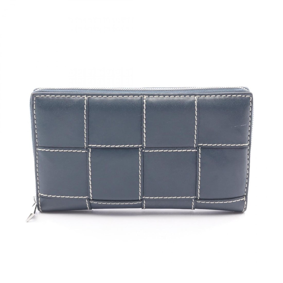Bottega Veneta Cassette Stitch Maxi Intrecciato Round Long Wallet, Leather, Men's, Navy (1 of 18)