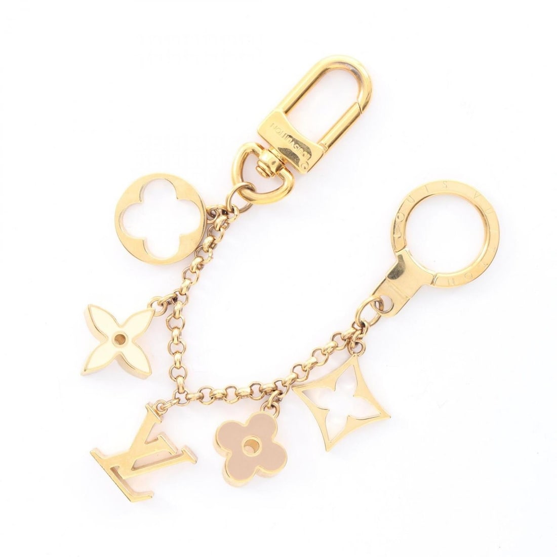 Louis Vuitton LOUIS VUITTON Accessory Bag Charm Chain Fleur de Monogram Keychain GP Women's (1 of 20)