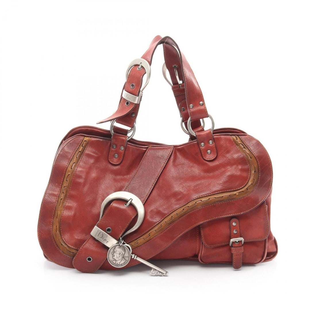 Christian Dior Dior Gaucho Handbag, Leather, Women's, Bordeaux: --- Catalog ---Category: SizeSize (HxWxD): 23.5cm x 40.5cm x 8cm / 9.25'' x 15.94'' x 3.14''Category: DesignType: HandbagColor: BordeauxGender: WomenMaterial: Leather Category: GeneralBrand: Christian