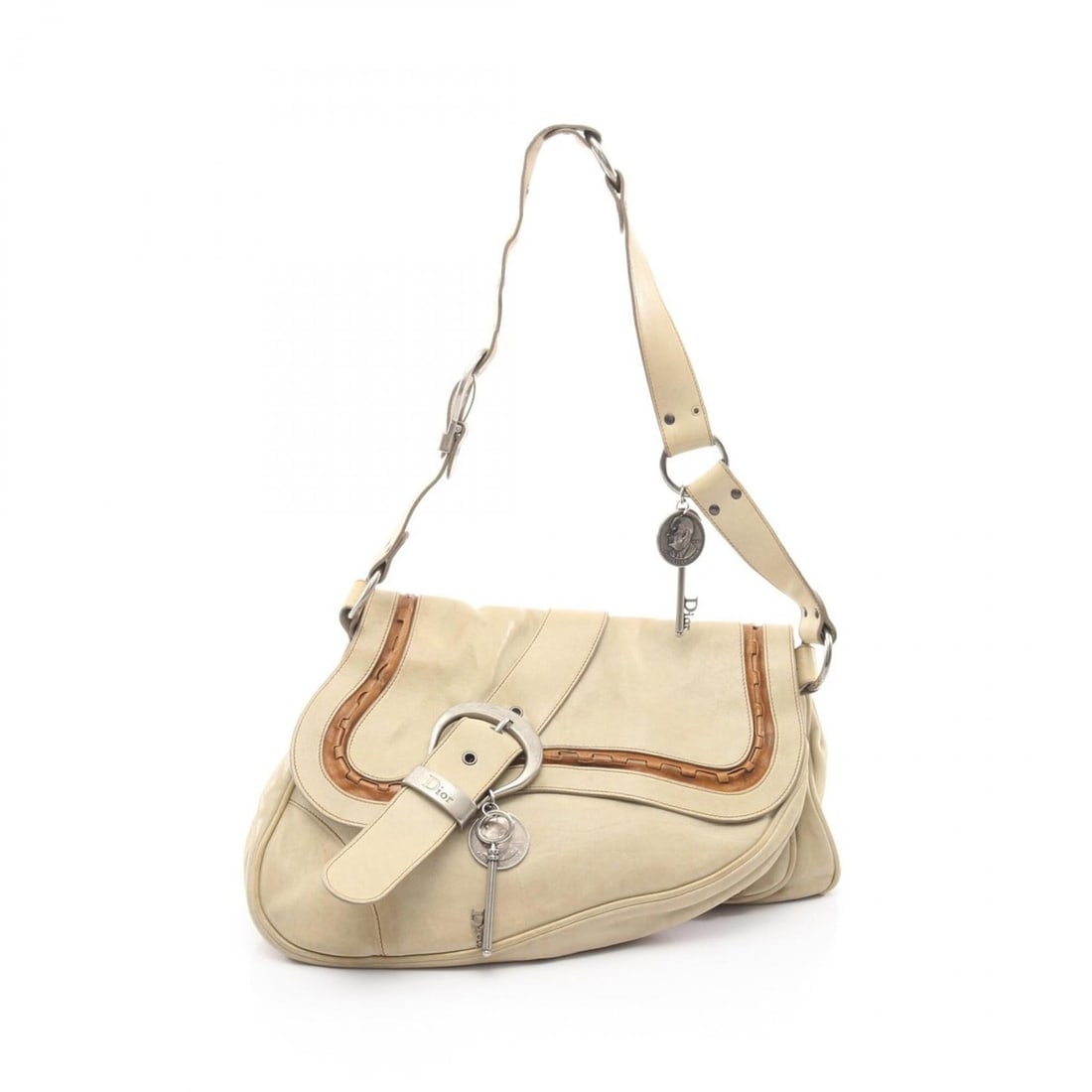 Christian Dior Dior Gaucho Shoulder Bag/Handbag, Leather, Women's, Beige: --- Catalog ---Category: SizeSize (HxWxD): 25cm x 37cm x 7cm / 9.84'' x 14.56'' x 2.75''Category: DesignType: Handbag, Shoulder bagColor: BeigeGender: WomenMaterial: Leather Category: GeneralBrand: Ch