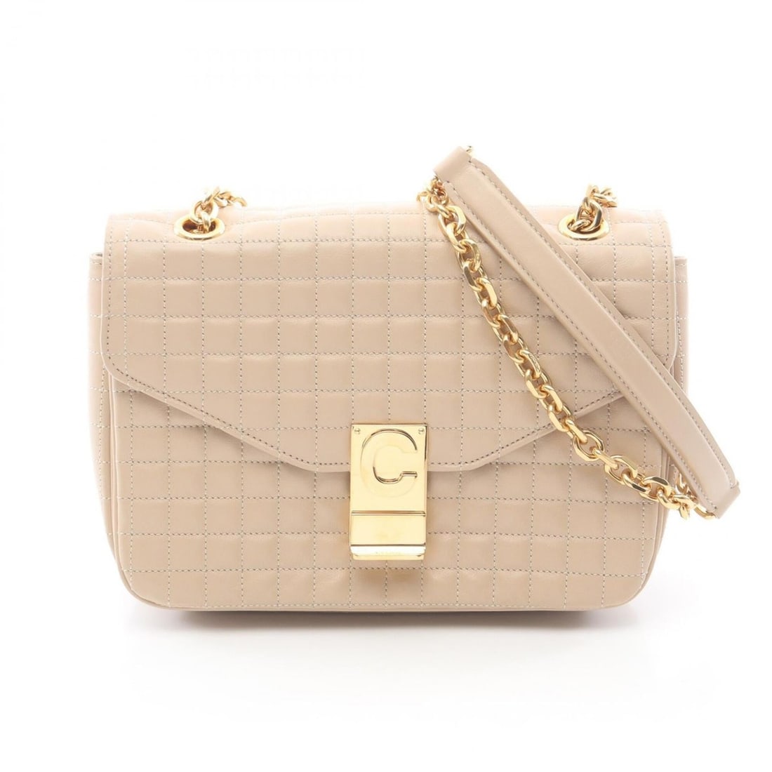 Celine C Quilted Shoulder Bag Handbag Leather Women's Beige: --- Catalog ---Category: SizeSize (HxWxD): 16cm x 22cm / 6.29'' x 8.66''Category: DesignType: Handbag, Shoulder bagColor: BeigeGender: WomenMaterial: Leather Category: GeneralBrand: Celine--- Item Lis
