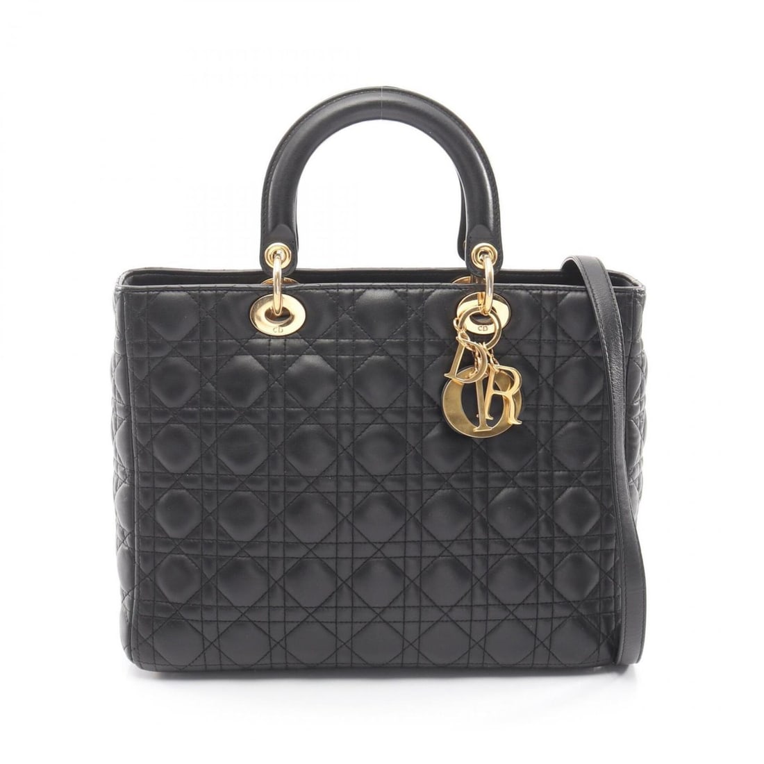 Christian Dior Dior Lady Large Cannage Handbag, Leather, Women's, Black: --- Catalog ---Category: SizeSize (HxWxD): 25cm x 32cm x 11cm / 9.84'' x 12.59'' x 4.33''Category: DesignType: HandbagColor: BlackGender: WomenMaterial: Leather Category: GeneralBrand: Christian Dior-