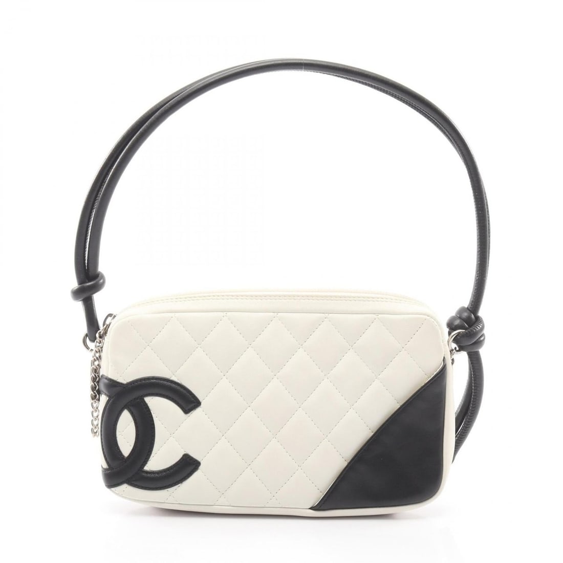Chanel Cambon Line Handbag, Leather, Women's, White/Black, A25175 (1 of 15)