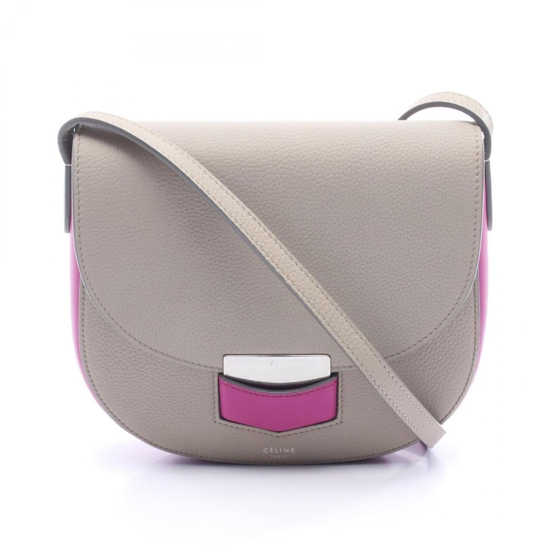 Celine Trotter Small Bicolor Shoulder Bag Handbag Leather Women's Gray/Pink: --- Catalog ---Category: SizeSize (HxWxD): 16.5cm x 18cm x 5cm / 6.49'' x 7.08'' x 1.96''Category: DesignType: Handbag, Shoulder bagColor: Gray, PinkGender: WomenMaterial: Leather Category: GeneralBra
