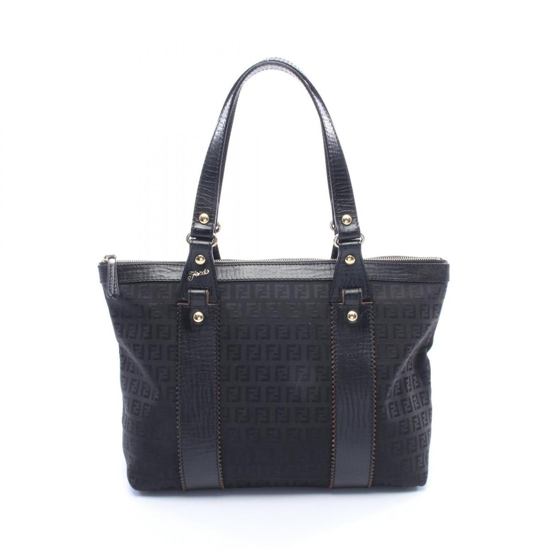 Fendi Zucchino Tote Bag Handbag Canvas Leather Women's Black 8BH179: --- Catalog ---Category: SizeSize (HxWxD): 27cm x 32cm x 13cm / 10.62'' x 12.59'' x 5.11''Category: DesignType: Handbag, Tote bagColor: BlackGender: WomenMaterial: Canvas , Leather Category: GeneralMP