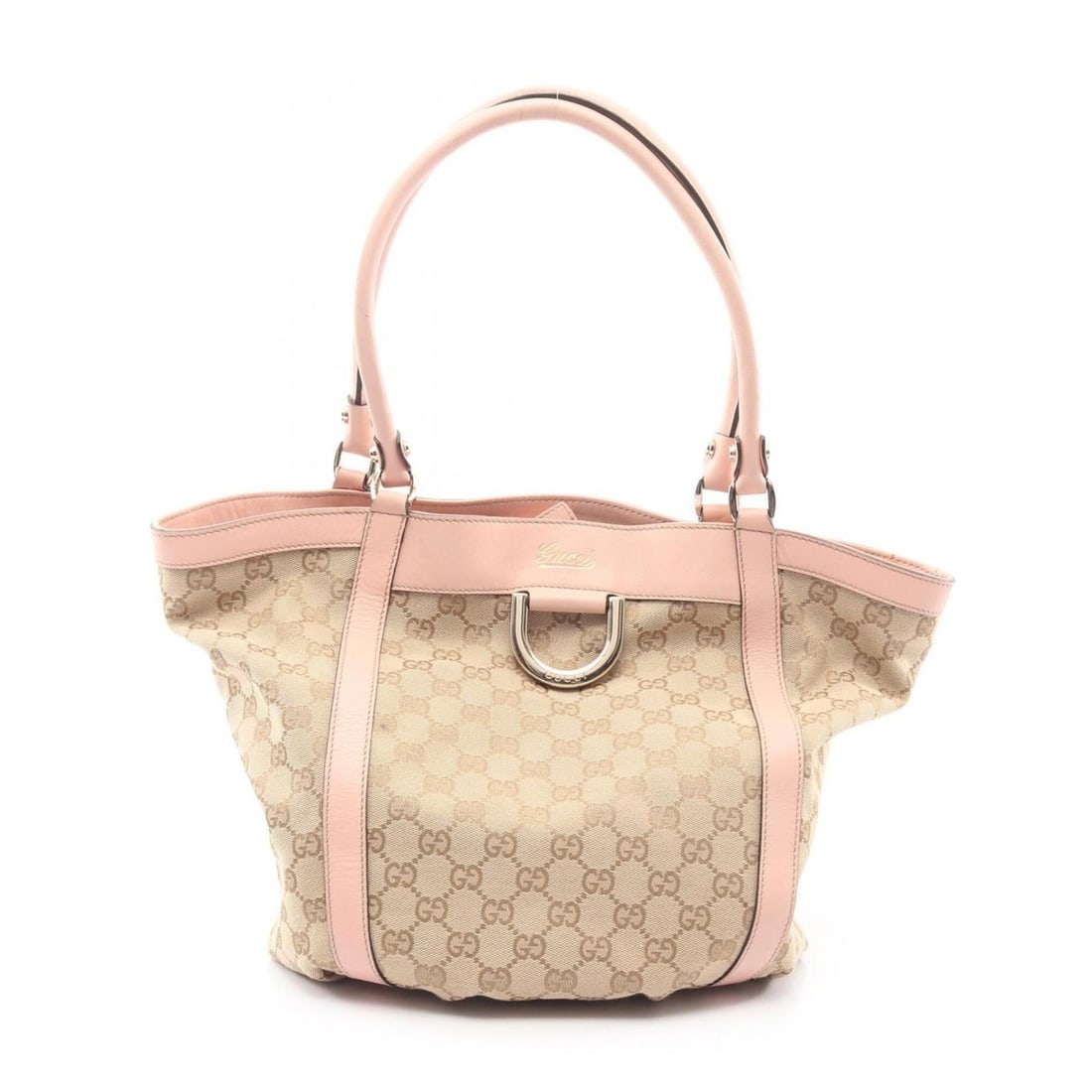 Gucci Abbey GG Canvas Tote Bag Handbag Leather Women's Beige/Pink 211982: --- Catalog ---Category: SizeSize (HxWxD): 26cm x 23cm x 11cm / 10.23'' x 9.05'' x 4.33''Category: DesignType: Handbag, Tote bagColor: Beige, PinkGender: WomenMaterial: Canvas , Leather Category: Gene