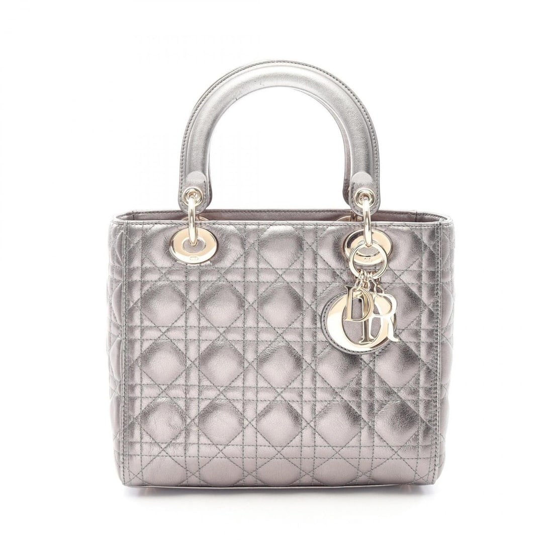 Christian Dior LADY DIOR Cannage Metallic Handbag, Leather, Women's, Green: --- Catalog ---Category: SizeSize (HxWxD): 20cm x 24cm x 11cm / 7.87'' x 9.44'' x 4.33''Category: DesignType: HandbagColor: GreenGender: WomenMaterial: Leather Category: GeneralBrand: Christian Dior--