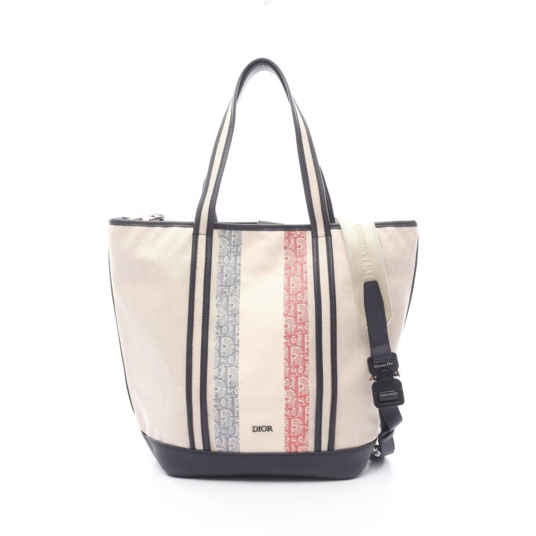 Christian Dior Dior Oblique Voyage 2-Way Tote Bag/Handbag, Canvas and Leather, Men's, Ivory, Navy,: --- Catalog ---Category: SizeSize (HxWxD): 35.5cm x 40.5cm x 16cm / 13.97'' x 15.94'' x 6.29''Category: DesignType: Handbag, Tote bagColor: Ivory, Navy, Red colorGender: MenMaterial: Canvas , Leather 