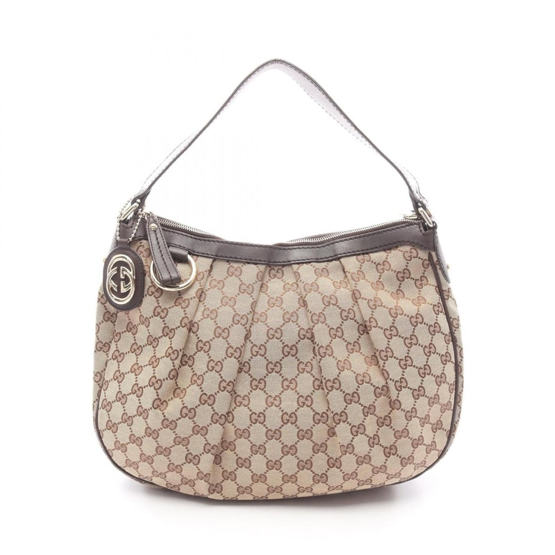 Gucci Sukey GG Canvas Shoulder Bag/Handbag, and Leather, Women's, Beige/Brown, Item Number 232955: --- Catalog ---Category: SizeSize (HxWxD): 28cm x 40cm x 12cm / 11.02'' x 15.74'' x 4.72''Category: DesignType: Handbag, Shoulder bagColor: Beige, BrownGender: WomenMaterial: Leather , Canvas Category