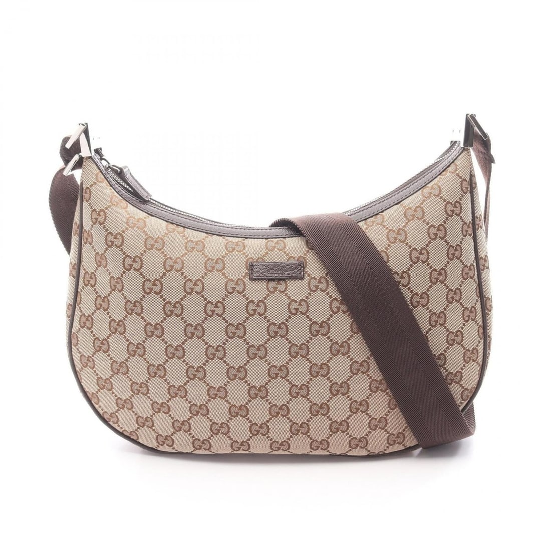 Gucci GG Canvas Shoulder Bag/Handbag, and Leather, Women's, Beige/Brown, Item No. 122790 (1 of 14)