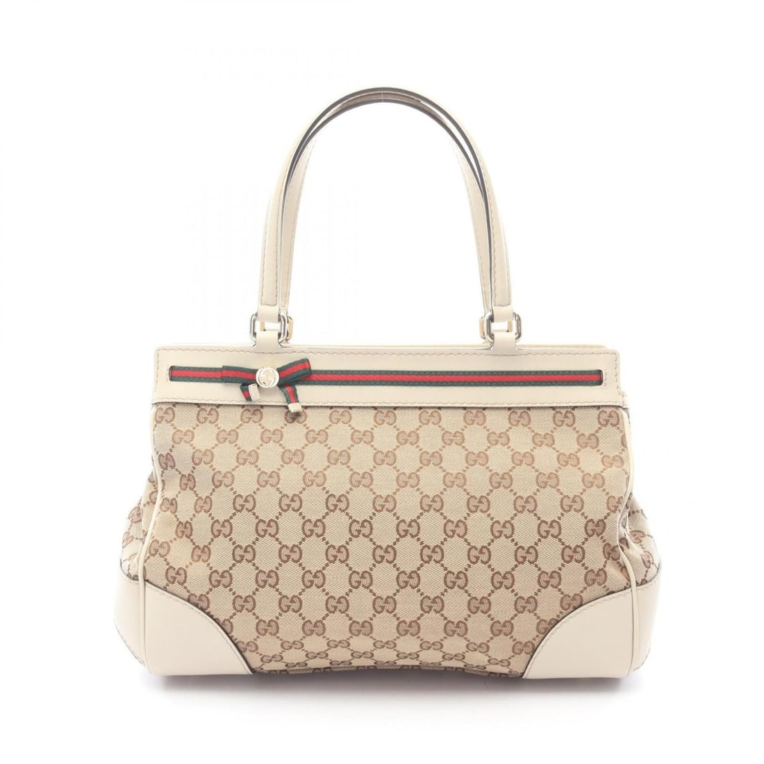 Gucci Mayfair GG Canvas Sherry Line Tote Bag Handbag Leather Women's Beige/Ivory 257063: --- Catalog ---Category: SizeSize (HxWxD): 23cm x 33cm x 15cm / 9.05'' x 12.99'' x 5.9''Category: DesignType: Handbag, Tote bagColor: Beige, IvoryGender: WomenMaterial: Canvas , Leather Category: Gene